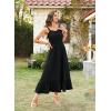 imageArolina Womens Summer Floral Boho Dress 2025 Square Neck Maxi Dresses Solid Color Ruffle Beach Vacation Long SundressBlack