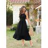 imageArolina Womens Summer Floral Boho Dress 2025 Square Neck Maxi Dresses Solid Color Ruffle Beach Vacation Long SundressBlack
