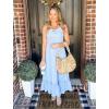 imageArolina Womens Summer Floral Boho Dress 2025 Square Neck Maxi Dresses Solid Color Ruffle Beach Vacation Long SundressBlue