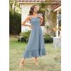 imageArolina Womens Summer Floral Boho Dress 2025 Square Neck Maxi Dresses Solid Color Ruffle Beach Vacation Long SundressBlue