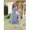 imageArolina Womens Summer Floral Boho Dress 2025 Square Neck Maxi Dresses Solid Color Ruffle Beach Vacation Long SundressBlue