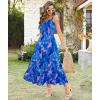 imageArolina Womens Summer Floral Boho Dress 2025 Square Neck Maxi Dresses Solid Color Ruffle Beach Vacation Long SundressBlue Flower