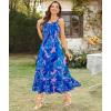 imageArolina Womens Summer Floral Boho Dress 2025 Square Neck Maxi Dresses Solid Color Ruffle Beach Vacation Long SundressBlue Flower