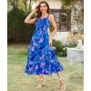 imageArolina Womens Summer Floral Boho Dress 2025 Square Neck Maxi Dresses Solid Color Ruffle Beach Vacation Long SundressBlue Flower