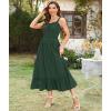 imageArolina Womens Summer Floral Boho Dress 2025 Square Neck Maxi Dresses Solid Color Ruffle Beach Vacation Long SundressDark Dreen
