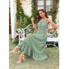 imageArolina Womens Summer Floral Boho Dress 2025 Square Neck Maxi Dresses Solid Color Ruffle Beach Vacation Long SundressGreen