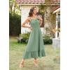 imageArolina Womens Summer Floral Boho Dress 2025 Square Neck Maxi Dresses Solid Color Ruffle Beach Vacation Long SundressGreen