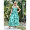 imageArolina Womens Summer Floral Boho Dress 2025 Square Neck Maxi Dresses Solid Color Ruffle Beach Vacation Long SundressGreen Flower