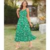 imageArolina Womens Summer Floral Boho Dress 2025 Square Neck Maxi Dresses Solid Color Ruffle Beach Vacation Long SundressGreen Flower