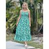 imageArolina Womens Summer Floral Boho Dress 2025 Square Neck Maxi Dresses Solid Color Ruffle Beach Vacation Long SundressGreen Flower