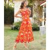 imageArolina Womens Summer Floral Boho Dress 2025 Square Neck Maxi Dresses Solid Color Ruffle Beach Vacation Long SundressOrange Flower