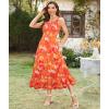 imageArolina Womens Summer Floral Boho Dress 2025 Square Neck Maxi Dresses Solid Color Ruffle Beach Vacation Long SundressOrange Flower