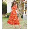 imageArolina Womens Summer Floral Boho Dress 2025 Square Neck Maxi Dresses Solid Color Ruffle Beach Vacation Long SundressOrange Flower