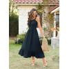 imageArolina Womens Summer Floral Boho Dress 2025 Square Neck Maxi Dresses Solid Color Ruffle Beach Vacation Long SundressPea Navy Blue