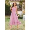 imageArolina Womens Summer Floral Boho Dress 2025 Square Neck Maxi Dresses Solid Color Ruffle Beach Vacation Long SundressPink