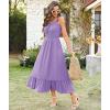 imageArolina Womens Summer Floral Boho Dress 2025 Square Neck Maxi Dresses Solid Color Ruffle Beach Vacation Long SundressPurple