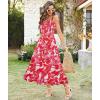 imageArolina Womens Summer Floral Boho Dress 2025 Square Neck Maxi Dresses Solid Color Ruffle Beach Vacation Long SundressRed Flower