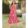 imageArolina Womens Summer Floral Boho Dress 2025 Square Neck Maxi Dresses Solid Color Ruffle Beach Vacation Long SundressRed Flower