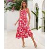 imageArolina Womens Summer Floral Boho Dress 2025 Square Neck Maxi Dresses Solid Color Ruffle Beach Vacation Long SundressRed Flower