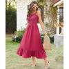 imageArolina Womens Summer Floral Boho Dress 2025 Square Neck Maxi Dresses Solid Color Ruffle Beach Vacation Long SundressWatermelon Red
