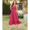 imageArolina Womens Summer Floral Boho Dress 2025 Square Neck Maxi Dresses Solid Color Ruffle Beach Vacation Long SundressWatermelon Red