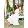 imageArolina Womens Summer Floral Boho Dress 2025 Square Neck Maxi Dresses Solid Color Ruffle Beach Vacation Long SundressWhite
