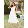 imageArolina Womens Summer Floral Boho Dress 2025 Square Neck Maxi Dresses Solid Color Ruffle Beach Vacation Long SundressWhite