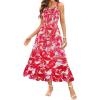 imageArolina Womens Summer Floral Boho Dress 2025 Square Neck Maxi Dresses Solid Color Ruffle Beach Vacation Long SundressRed Flower