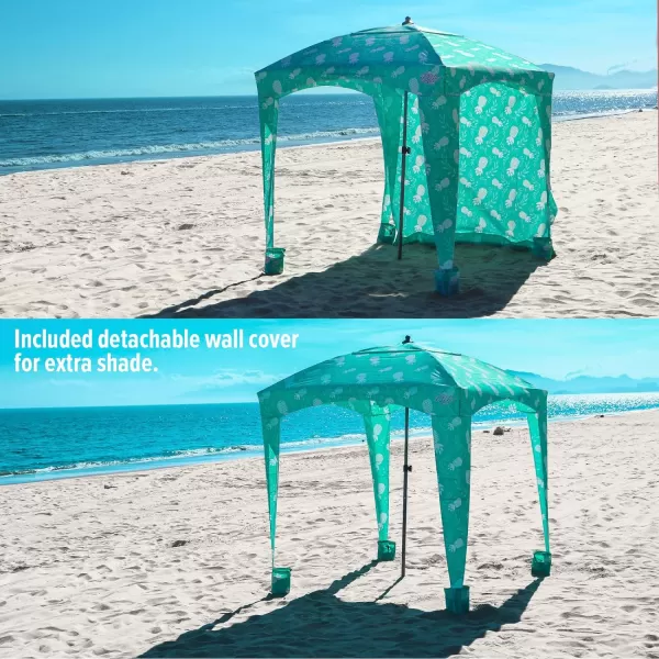 Beach Cabana  Easy to Set Up Canopy Waterproof Portable 6 x 6 Beach Shelter Included Side Wall Shade with UPF 50 UV Protection for Kids Family  FriendsPineapple Jungle