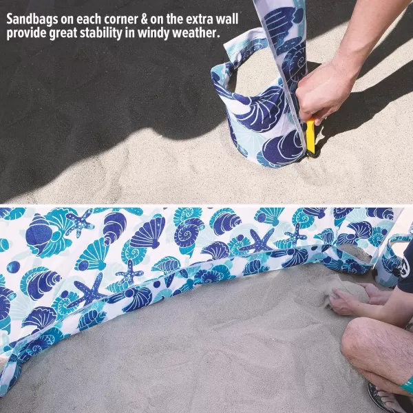 Beach Cabana  Easy to Set Up Canopy Waterproof Portable 6 x 6 Beach Shelter Included Side Wall Shade with UPF 50 UV Protection for Kids Family  FriendsSea Life