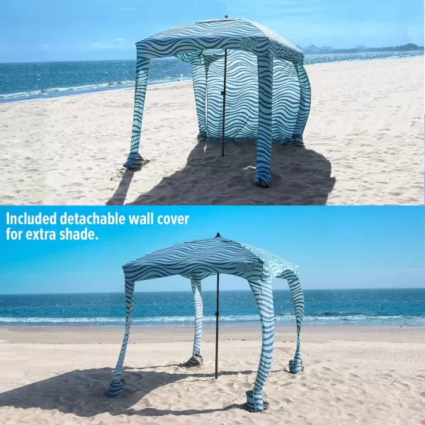 Beach Cabana  Easy to Set Up Canopy Waterproof Portable 6 x 6 Beach Shelter Included Side Wall Shade with UPF 50 UV Protection for Kids Family  FriendsBalmy Waves