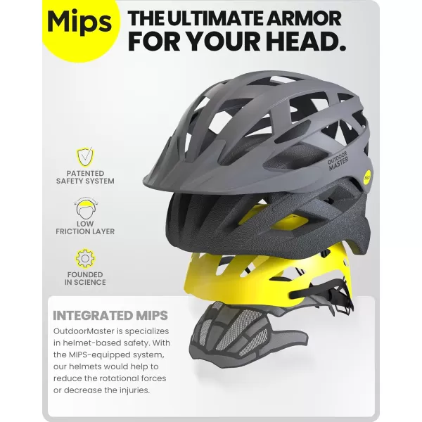 OutdoorMaster Gem Recreational MIPS Cycling Helmet  Two Removable Liners amp Ventilation in MultiEnvironment  Bike Helmet in Mountain Motorway for Youth amp AdultPavement Gray