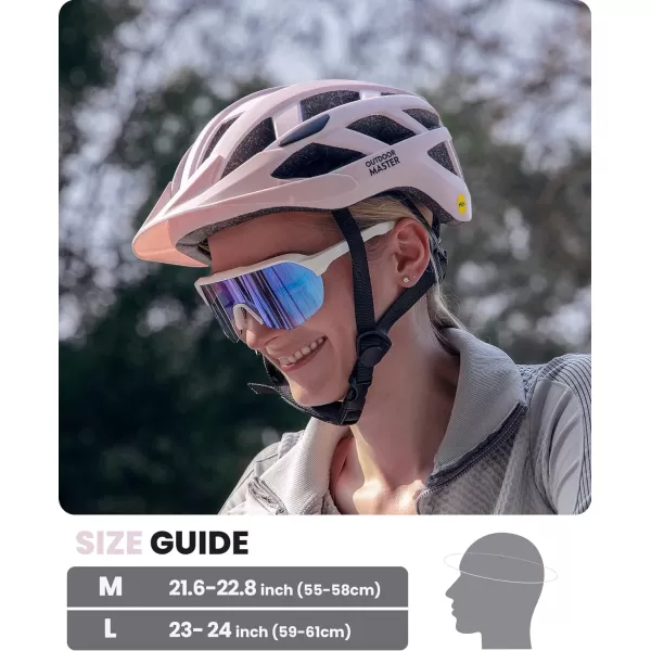 OutdoorMaster Gem Recreational MIPS Cycling Helmet  Two Removable Liners amp Ventilation in MultiEnvironment  Bike Helmet in Mountain Motorway for Youth amp AdultMisty Sakura