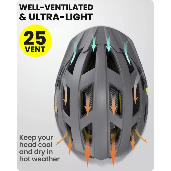 OutdoorMaster Gem Recreational MIPS Cycling Helmet  Two Removable Liners amp Ventilation in MultiEnvironment  Bike Helmet in Mountain Motorway for Youth amp AdultPavement Gray