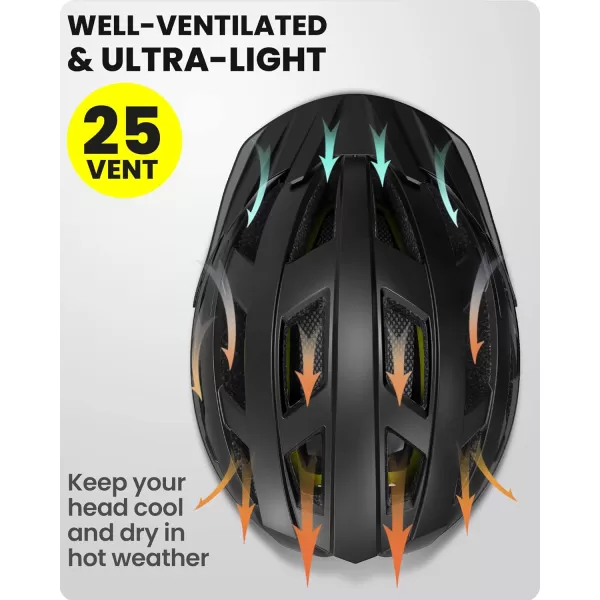 OutdoorMaster Gem Recreational MIPS Cycling Helmet  Two Removable Liners amp Ventilation in MultiEnvironment  Bike Helmet in Mountain Motorway for Youth amp AdultCarbon Black