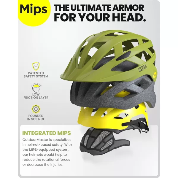 OutdoorMaster Gem Recreational MIPS Cycling Helmet  Two Removable Liners amp Ventilation in MultiEnvironment  Bike Helmet in Mountain Motorway for Youth amp AdultSpeed Yellow