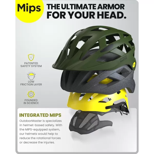 OutdoorMaster Gem Recreational MIPS Cycling Helmet  Two Removable Liners amp Ventilation in MultiEnvironment  Bike Helmet in Mountain Motorway for Youth amp AdultPalm Green