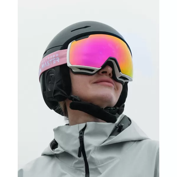 OutdoorMaster Heron Ski Goggles with 2 Lens Frameless Magnetic Interchangeable HD Toric Lens OTG Snowboard GogglesAwhiteframe Revopink Vlt 13  Yellowlens