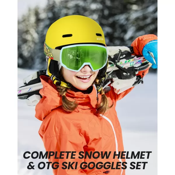 OutdoorMaster Kids Ski Helmet and Goggles Set Snowboard Helmet Durable PC Shell amp EPS Foam Snow Helmet 12 Cooling Vents Dial Fit Skiing Helmet SafetyCertified Snow Sport Helmets for Boys amp GirlsMatte Yellow