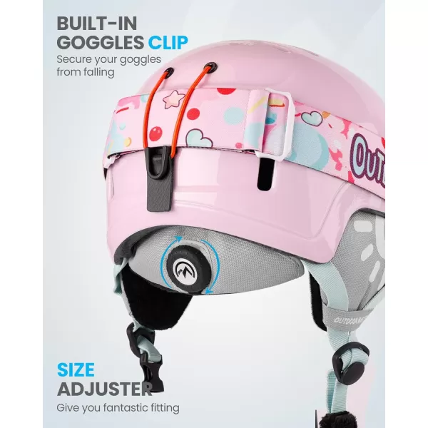 OutdoorMaster Kids Ski Helmet and Goggles Set Snowboard Helmet Durable PC Shell amp EPS Foam Snow Helmet 12 Cooling Vents Dial Fit Skiing Helmet SafetyCertified Snow Sport Helmets for Boys amp GirlsGlossy Pink