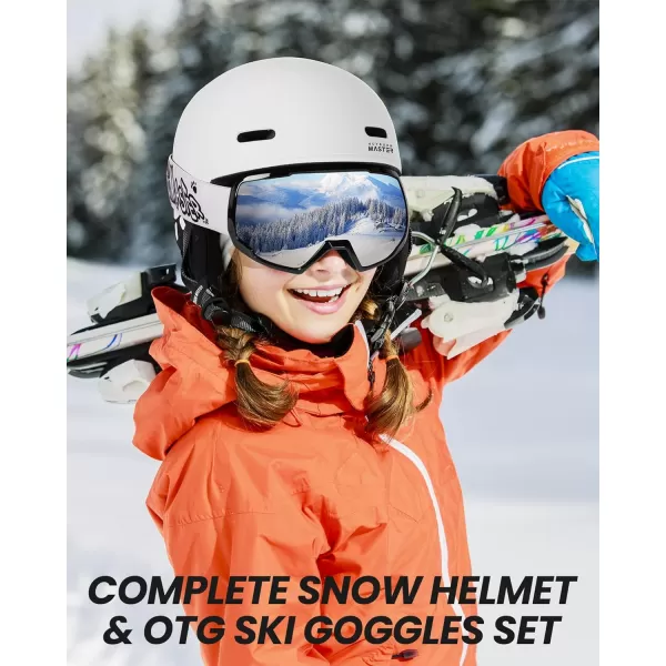 OutdoorMaster Kids Ski Helmet and Goggles Set Snowboard Helmet Durable PC Shell amp EPS Foam Snow Helmet 12 Cooling Vents Dial Fit Skiing Helmet SafetyCertified Snow Sport Helmets for Boys amp GirlsArctic White