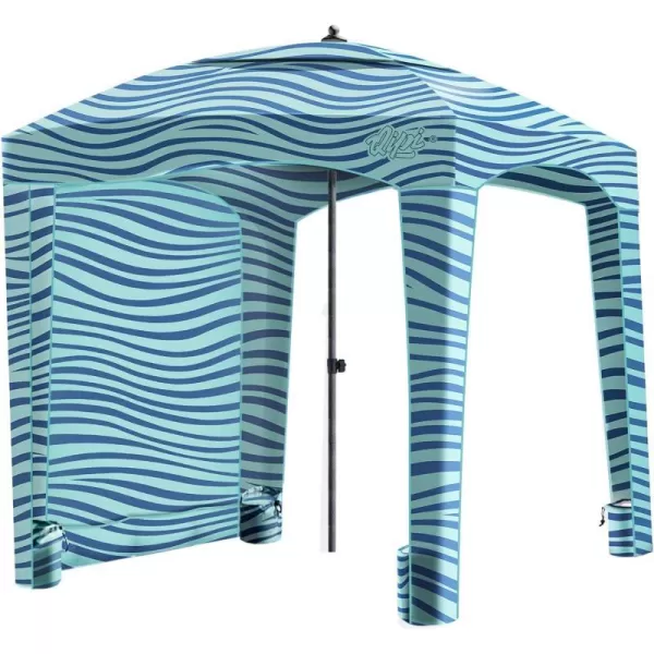 Beach Cabana  Easy to Set Up Canopy Waterproof Portable 6 x 6 Beach Shelter Included Side Wall Shade with UPF 50 UV Protection for Kids Family  FriendsBalmy Waves