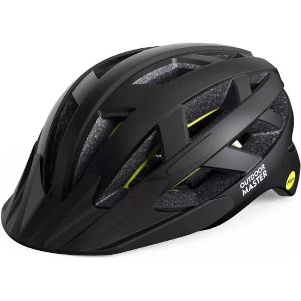 OutdoorMaster Gem Recreational MIPS Cycling Helmet  Two Removable Liners amp Ventilation in MultiEnvironment  Bike Helmet in Mountain Motorway for Youth amp AdultCarbon Black