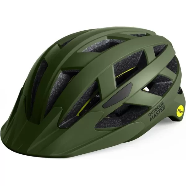 OutdoorMaster Gem Recreational MIPS Cycling Helmet  Two Removable Liners amp Ventilation in MultiEnvironment  Bike Helmet in Mountain Motorway for Youth amp AdultPalm Green