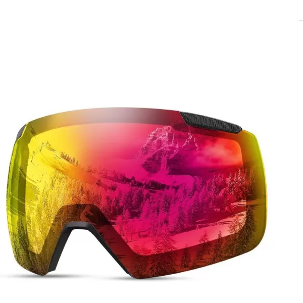 OutdoorMaster Heron Ski Goggles with 2 Lens Frameless Magnetic Interchangeable HD Toric Lens OTG Snowboard GogglesLensfuchsia Vlt 45