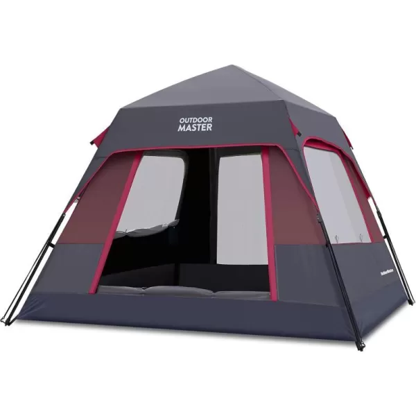 OutdoorMaster Tents 468 Person Camping Tent with Dark Space Technology Easy Setup in 60 Seconds Weatherproof Pop Up Tent for Camping with Top Rainfly Instant Cabin TentBlack Red