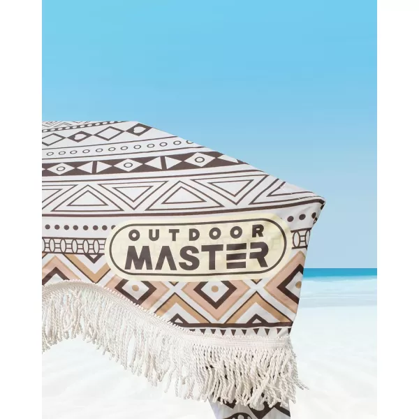OutdoorMaster Beach Cabana with Fringe Portable 6 x 6 Beach Canopy Easy Set Up Beach Shelter Included Side Wall UPF 50 UV Protection Sun Umbrella  for Kids Family  Friends Romantic WhiteRetro Brown