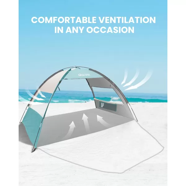 OutdoorMaster Beach Tent for 3 Person with 2 Doors Easy Setup Sun Shade Shelter Portable Beach Shade Sun Canopy with UPF 50 UV Protection Extendable Floor with Carrying Bag  Cancun SeashoreCancun Seashore