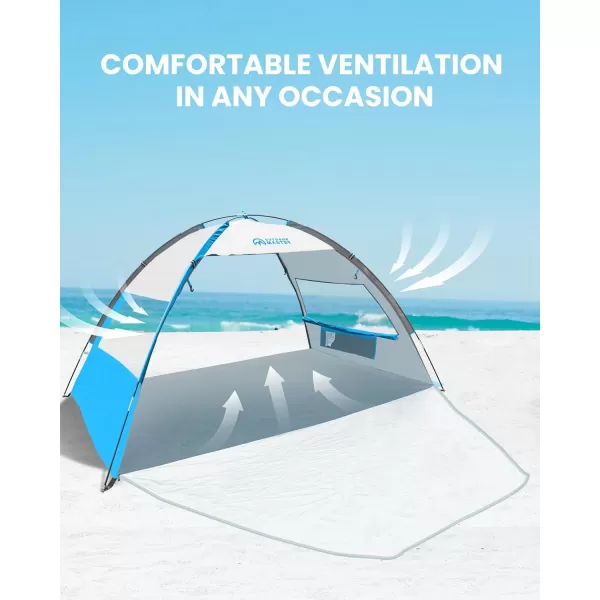 OutdoorMaster Beach Tent for 3 Person with 2 Doors Easy Setup Sun Shade Shelter Portable Beach Shade Sun Canopy with UPF 50 UV Protection Extendable Floor with Carrying Bag  Cancun SeashoreOcracoke Coast