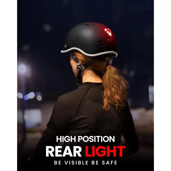 OutdoorMaster Bike Helmet for AdultsAdjustable Cycling Helmet with Light for Men  Women  Safety Certified for Bicycle Skateboard Road Bike Skating Roller Commuting HelmetMatte Black